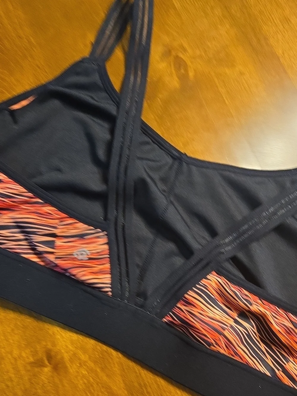 Champion Orange and Pink Wave-Print Sports Bra